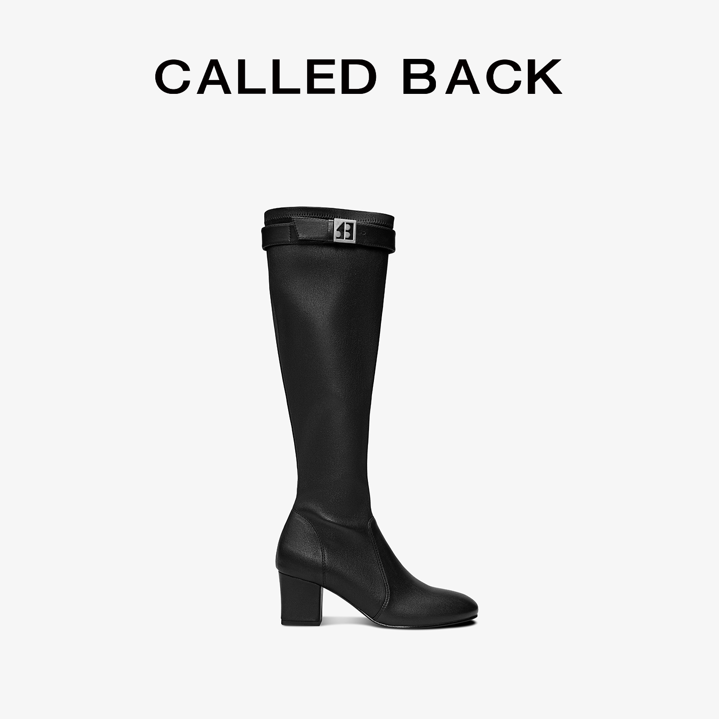 CalledBack黑色高筒靴皮质长靴