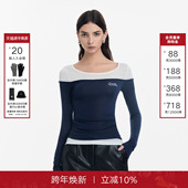 修身 新款 上衣女2025秋季 弹力打底衫 Called Back拼接假两件长袖