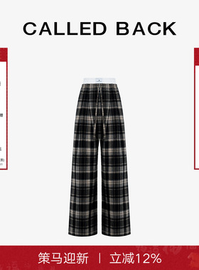 Called Back复古格纹阔腿裤女2026春季新款直筒慵懒风百搭休闲裤