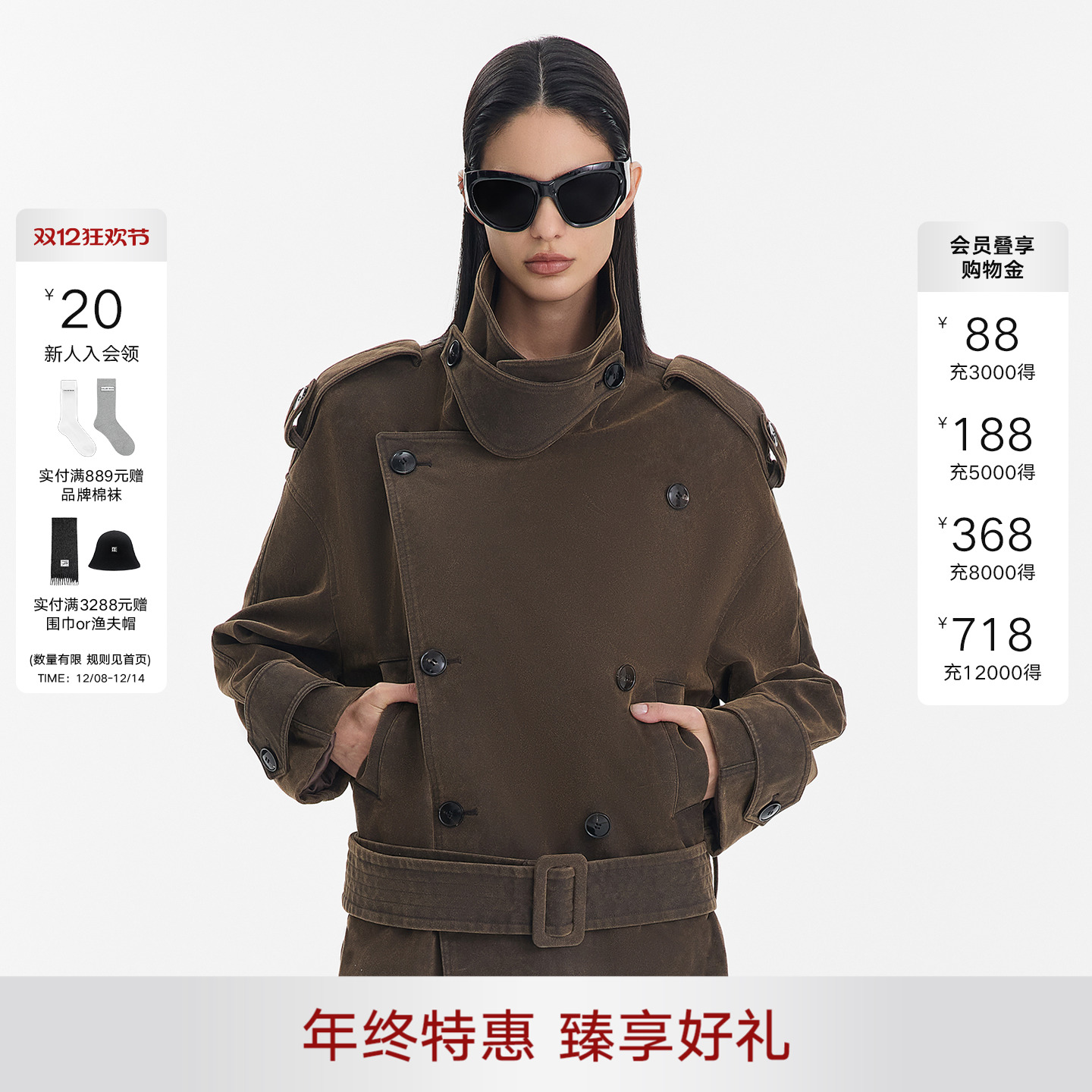 CalledBack短外套女双排扣上衣