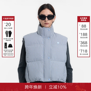 复古格纹休闲立领外套 新款 Called Back白鹅绒羽绒马甲女2025冬季