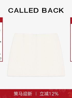 CALLED BACK2025秋冬新款羊毛半身裙女含内衬简约休闲白色a字短裙