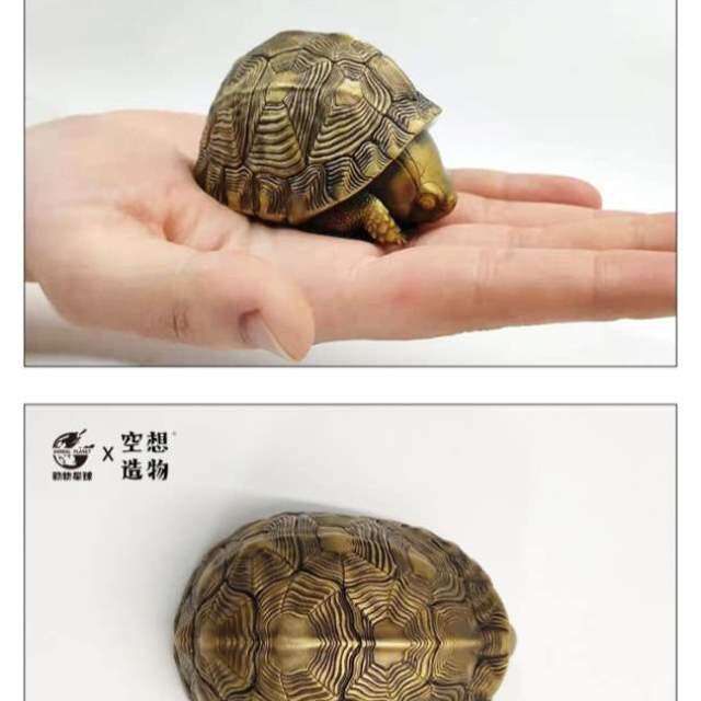 摆件动物黄缘星球心宽体胖龟马合作收藏龟草龟黄铜不二款大头