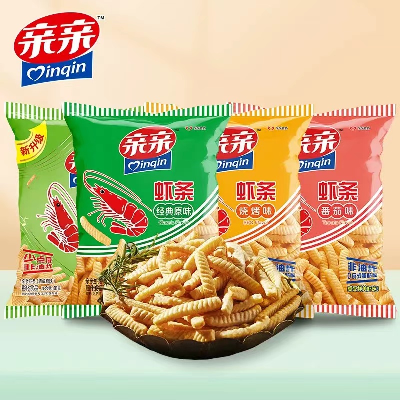 亲亲虾条大包装80g原味膨化食品