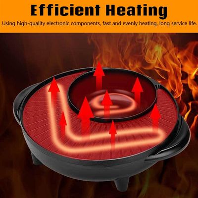 推荐1600W 2in1 Electric Multi Cooker Barbecue Pan Hot Pot Pl