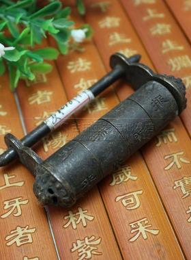 古玩杂铜器工艺品YX-10-24复古铜锁工艺锁四项轮子锁密码具门锁摆
