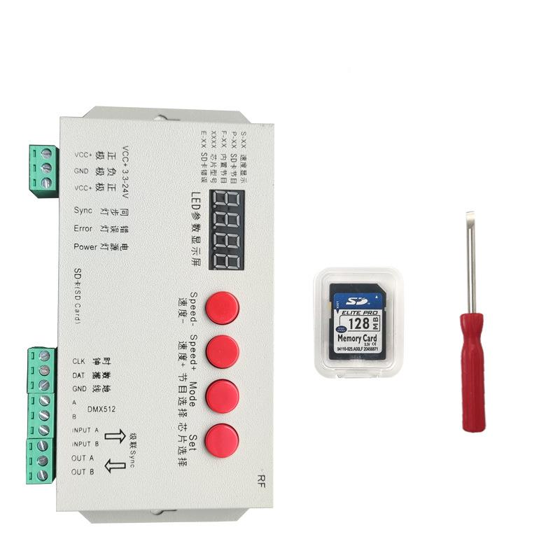 T-10用0S0器控制器LED幻彩灯带控QDX制3.3V-24V通带显示屏可编程S