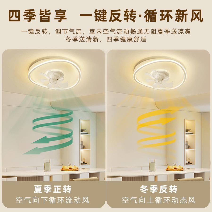 智能风扇灯客厅卧室餐厅简约大气电扇吸顶灯隐形一体摇头吊扇灯具