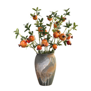 仿真石榴果家居装饰假花摆件高档仿真花果支浆果婚礼道具厂家