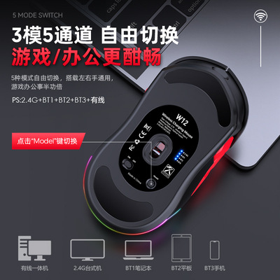 左手无线宏鼠标左右手对称3模2.4G蓝牙5.0有线带充电游戏磁吸鼠标