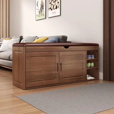 全实木入门鞋柜坐凳一体家用门口带换鞋凳可坐现代简约多层家用玄