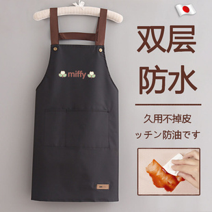 做饭工作服 日本防水围裙厨房专用超强防油女新款 网红家用夏季