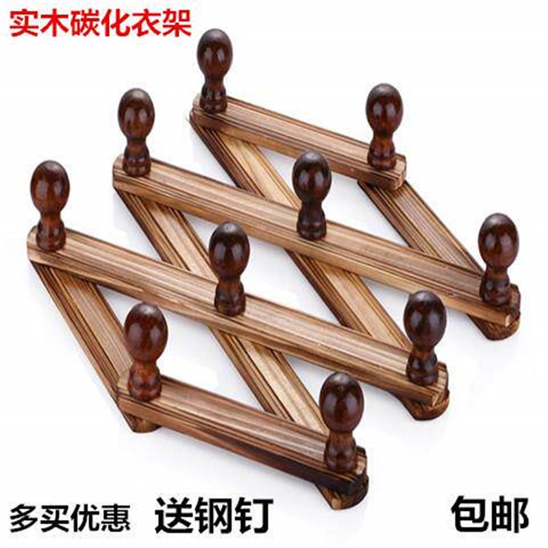 速发,家用创意衣帽钩折叠木质衣架挂钩竹子客厅墙上室内外竹木便