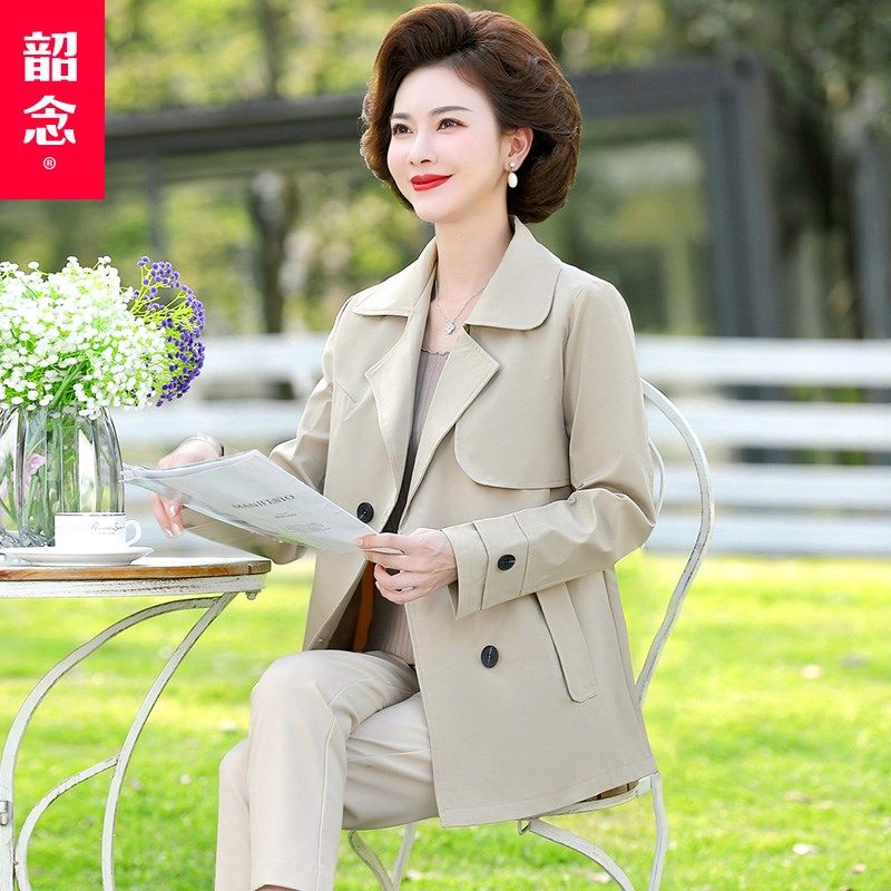 速发妈妈春装洋气风衣外套短款202高新款中春装年秋4贵夹克上衣薄