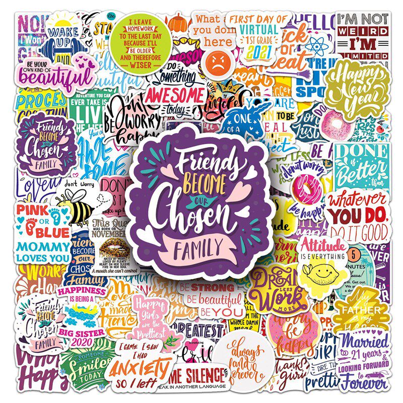 速发100张励志英文电境托鸦行李箱跨脑汽车摩涂车装饰贴纸