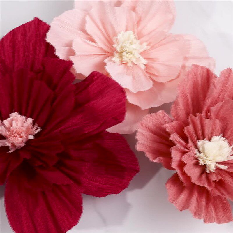 速发皱纹纸立体花结婚婚房背景墙布置装饰纸花店铺橱窗生日派对布