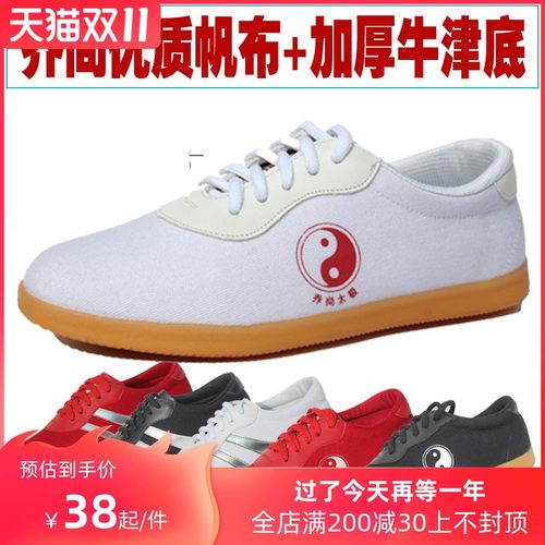 速发乔尚太极鞋帆布网面夏牛武术太极功练拳训练鞋加厚季筋底男