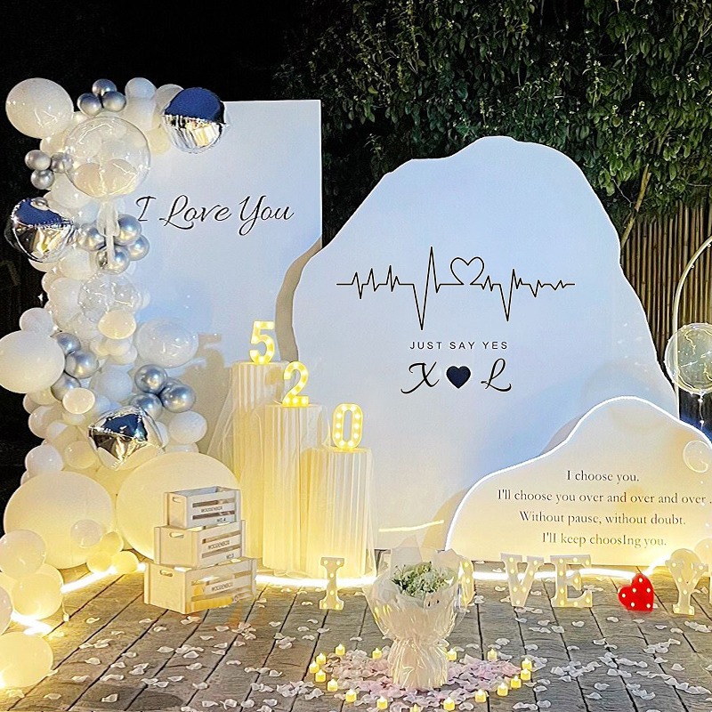 速发情人节求婚室内布置外场景表白板背景气漫七礼浪球夕物告白