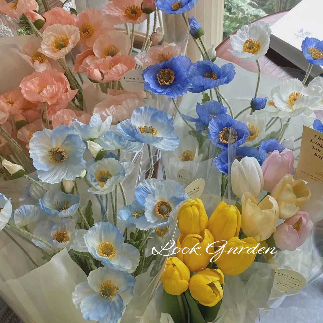 速发花合花 绢花假花干花玫瑰集花束餐桌花摆设客厅装花饰摆件
