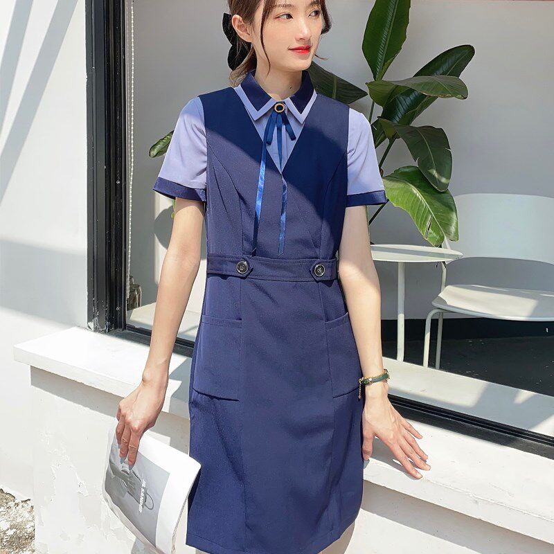 速发幼儿园老师园服时尚教师工作服通勤套装托育园马甲裙夏季