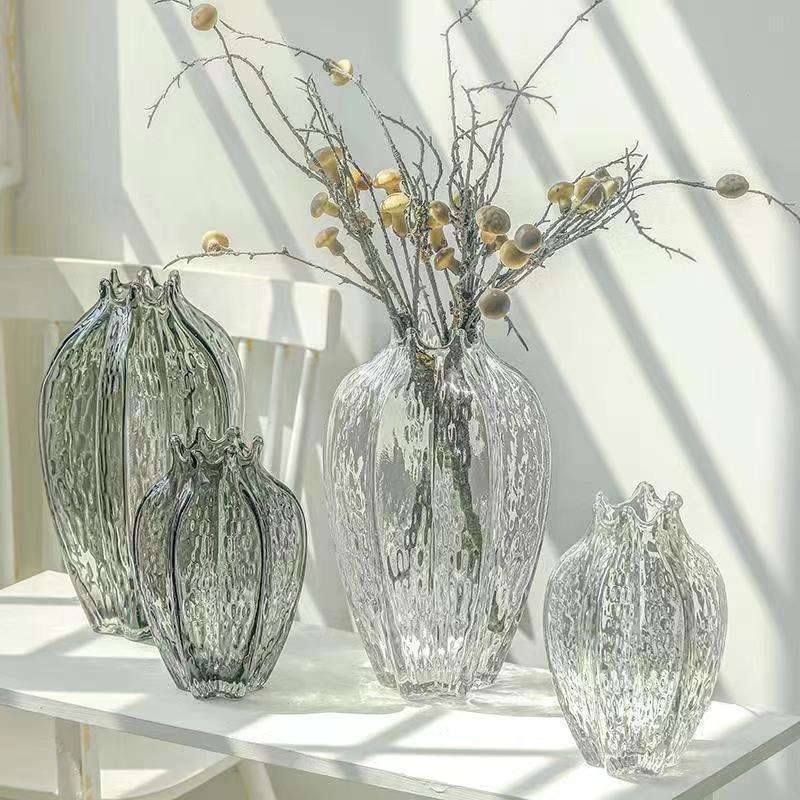 简约ins田园杨桃透明玻璃花瓶插花干花鲜花客厅餐桌轻奢装饰摆件