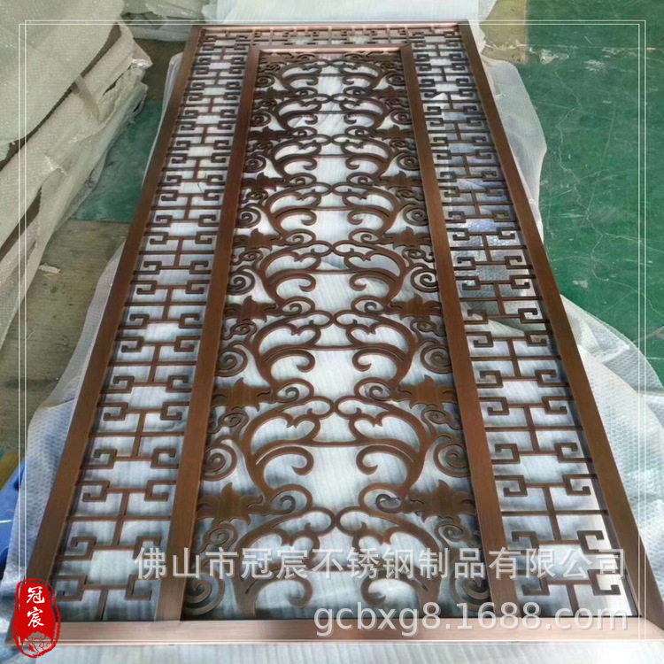 酒店不锈钢花格屏风着色 201黒钛不锈钢仿古屏风厂家供应