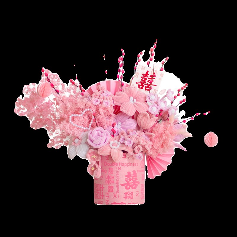 扭扭棒年宵花抱抱桶手工成品花束diy材料包新婚2024新年春节礼物