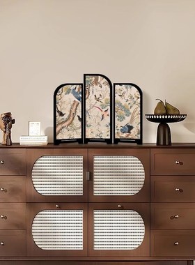 《花鸟图》桌面屏风摆件新中式中古风餐边柜摆画卧室餐厅装饰摆件