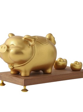 招财猪存钱罐金元宝入门玄关新房子乔迁之喜电视柜台面装饰摆件