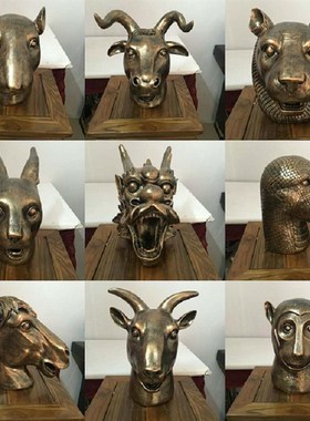 圆明园十二生肖12兽首鼠牛虎兔龙蛇马羊猴鸡狗猪动物头摆件工艺品