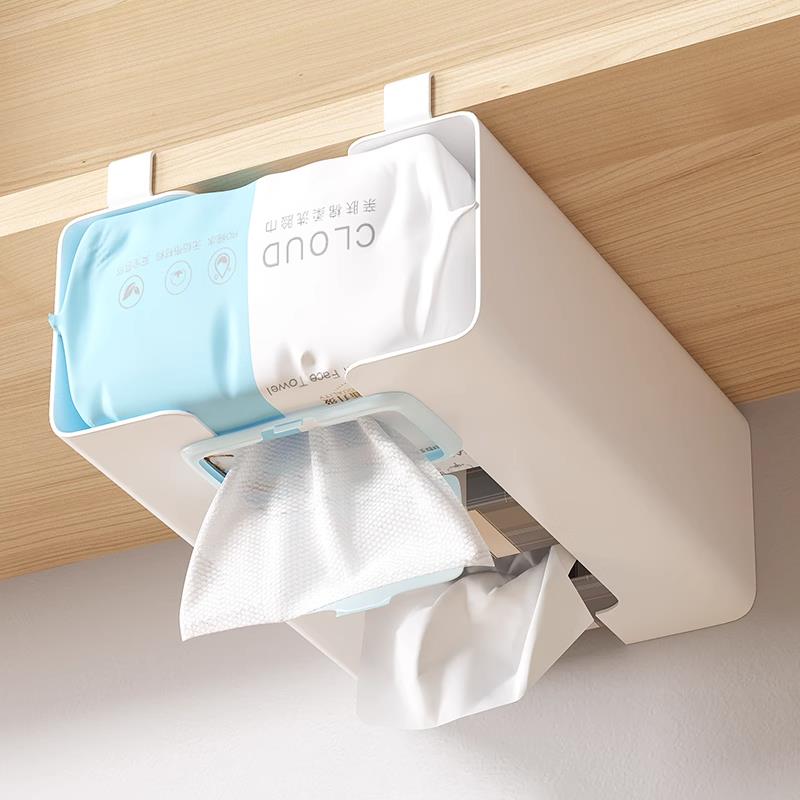 厨房纸巾架免打孔悬挂式吊柜下湿巾用纸挂架收纳整体橱柜门卫生纸