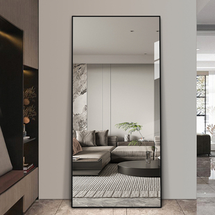 简约带框全身镜壁挂墙家用穿衣镜防爆服装 店大试衣镜立体落地镜子