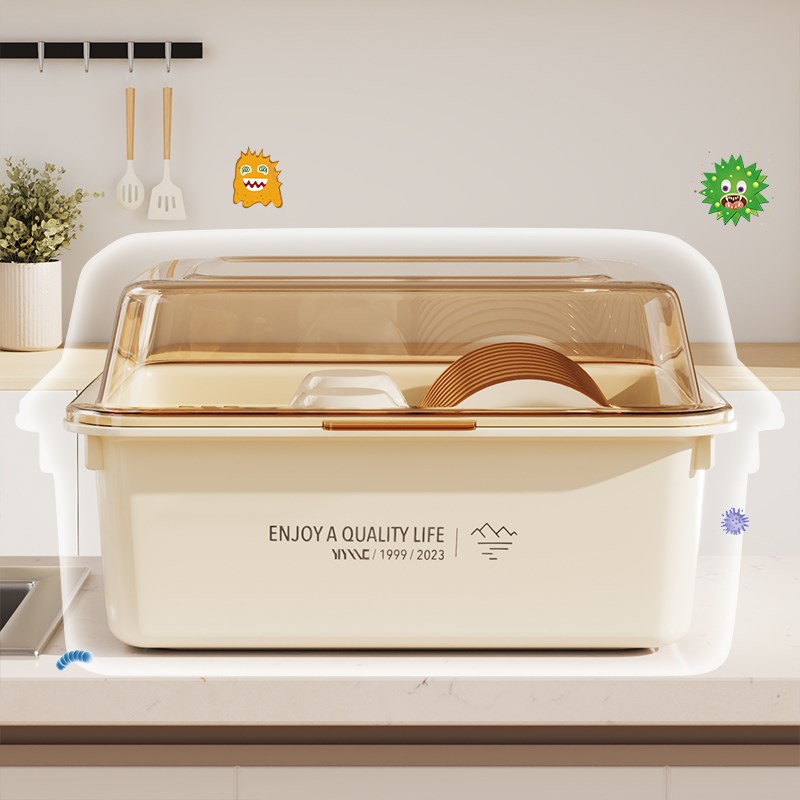 大容量碗架带盖碗筷收纳盒餐具碗碟盖沥水架盘子置物架奶瓶收纳箱