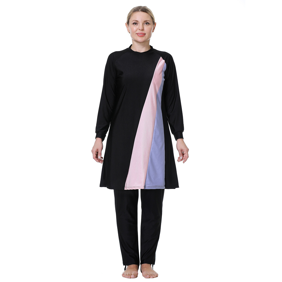 工厂现货超宽松大码肥胖款女人保守游泳衣，H1028，速卖通亚马逊