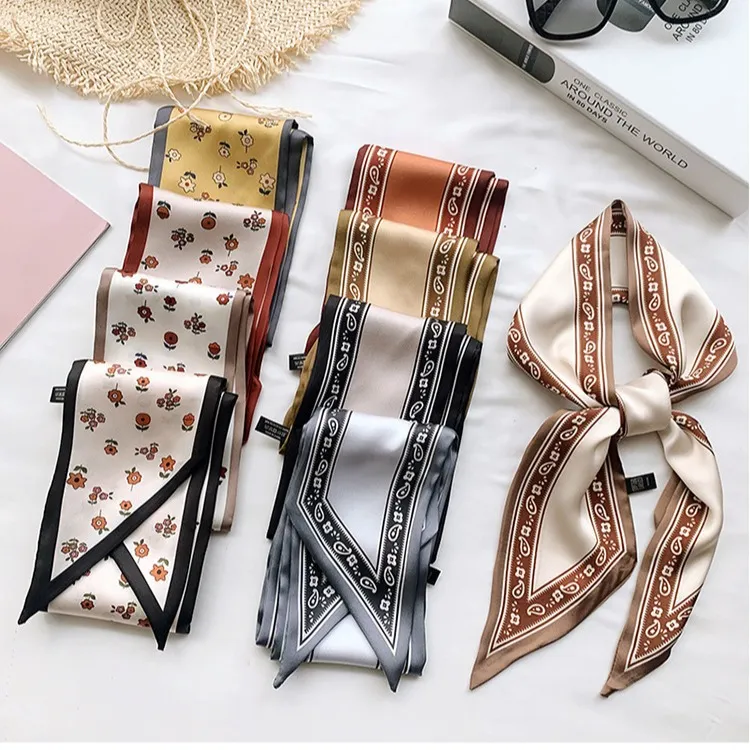 小丝巾女百搭春夏新款长条ins韩国小领巾发带手柄绑包包丝带飘带