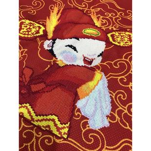 纯手工十字绣成品抱枕结婚新郎新娘鸾凤和鸣沙发汽车靠枕对枕包邮