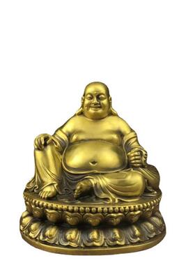 铜大肚弥勒佛摆件佛像黄铜坐莲花笑佛黄铜弥勒佛家用客厅铜像摆件