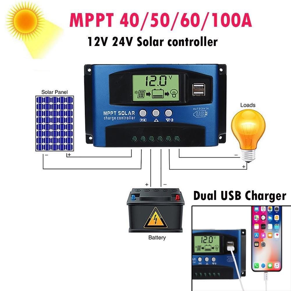30-100A太阳能控制器MPPT光伏板充电器LED智能路灯照明控制器