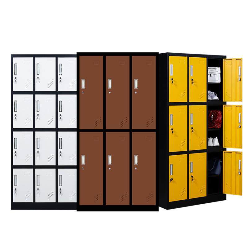 彩色铁皮更衣柜员工储物柜钢制多门存包柜健身房单门柜浴室寄存柜