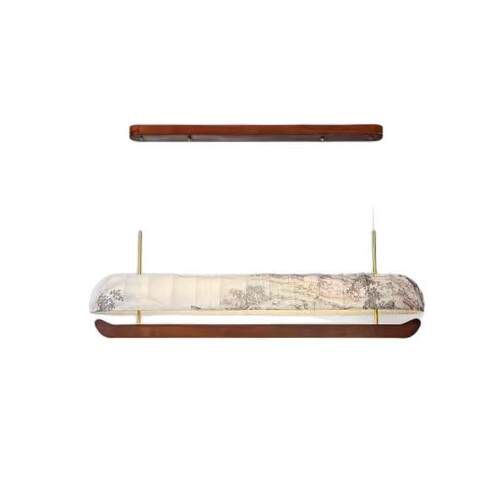 新中式长条形餐厅船型一字型茶室中古禅意吧台茶台灯宋氏美学吊灯