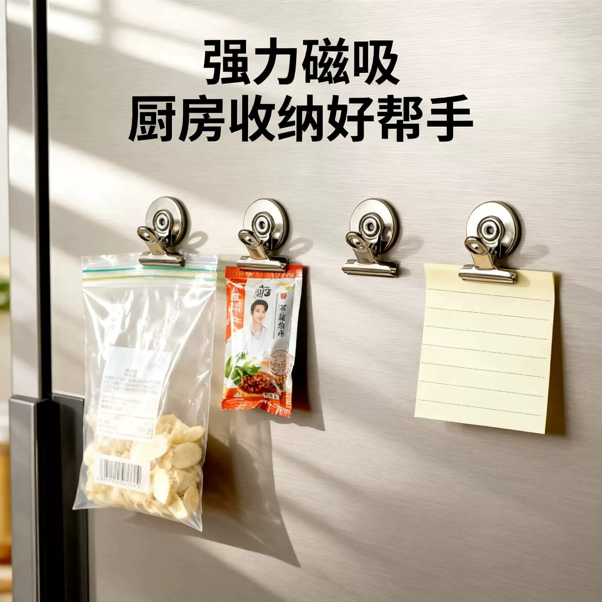磁吸夹子冰箱贴圆形密封夹磁铁