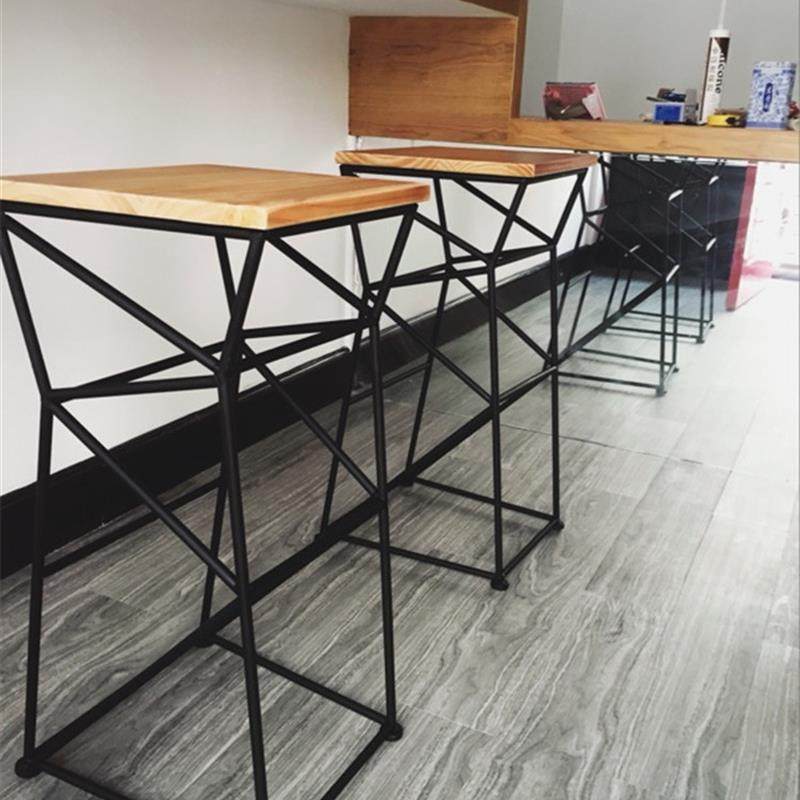 美式loft简约复古吧台椅铁艺咖啡酒吧凳创意实木高脚餐厅椅特价