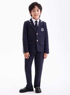 小学生校服西装礼服套装春秋款学院海军风藏青色幼儿园园服演出服