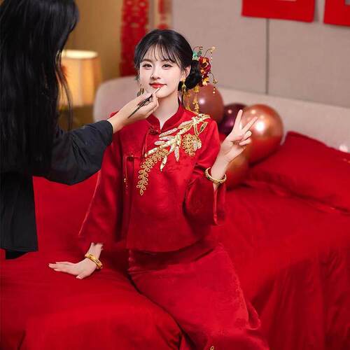 敬酒服新娘新中式改良套装轻奢小众高端订婚礼服晨袍回门宴小个子
