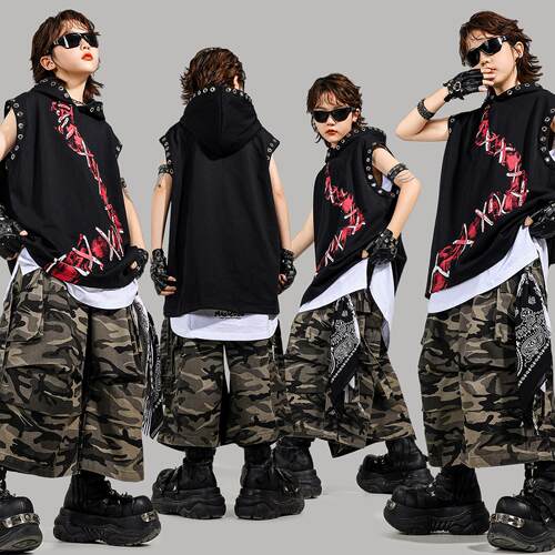 儿童街舞潮服男童嘻哈风少儿表演服hiphop女童爵士舞服装演出服帅