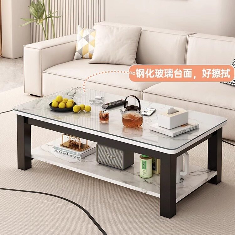 茶几客厅家用小户型现代简约办公室简易茶桌钢化玻璃方形茶几桌子