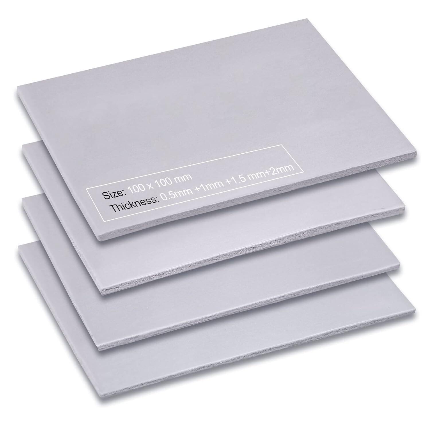 4件装13W/mK导热垫100 x 100mm 0.5mm+1mm+1.5mm+2mm 硅胶散热