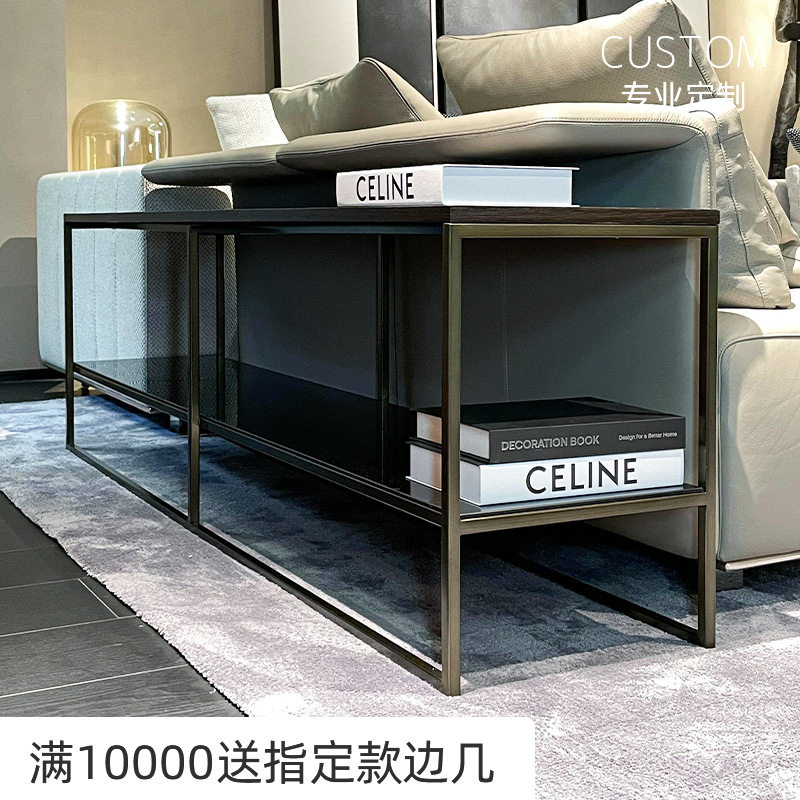 极简边柜现代简约客厅侧边储物柜钢化玻璃柜边角几可定制大小