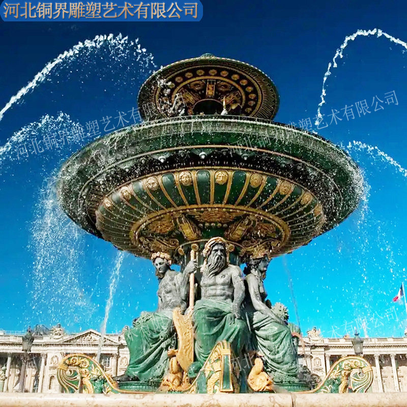 大型喷泉喷水池铜雕塑欧式人物水景流水户外广场公园景观青铜雕像