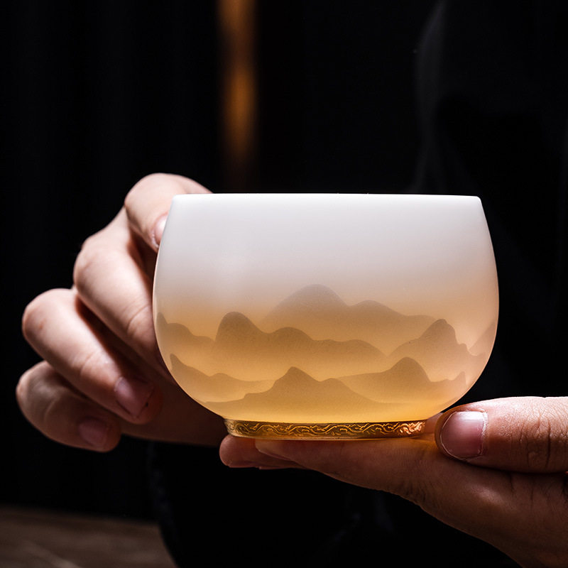 冰种玉瓷茶杯主人杯陶瓷单杯个人专用高档茶具品茗杯家用功夫水杯